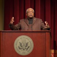 South Carolina Congressman James E. Clyburn behind a podium