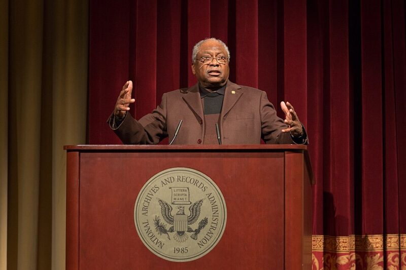 South Carolina Congressman James E. Clyburn behind a podium
