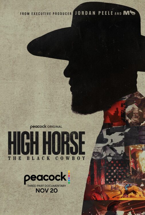 Poster for High Horse: The Black Cowboy, featuring the darkened silhouette of a cowboy