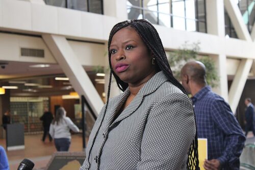 Nekima Levy Armstrong in a suit jacket