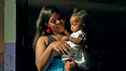 Melissa Robinson with her daughter Lyriq in Huntsville, Alabama, in 2024. After Robinson had a false positive test for cocaine that year, the hospital barred her from breastfeeding her daughter, and child welfare officials placed her under spousal supervision. (Lynsey Weatherspoon for the Marshall Project)